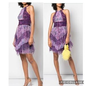 Marchesa Notte Tiered Floral Tulle Mini Dress 12